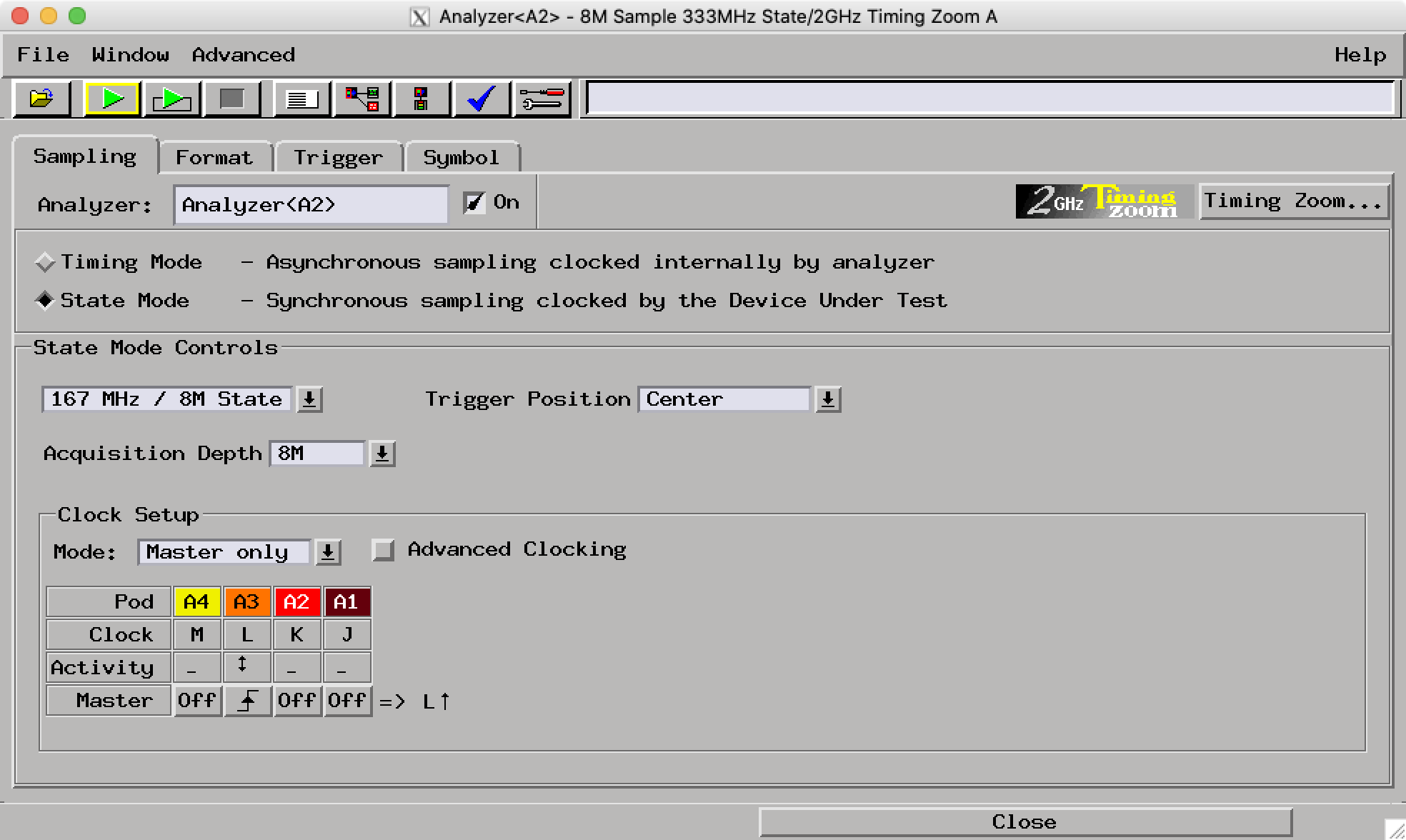 Configuring sampling on analyzer