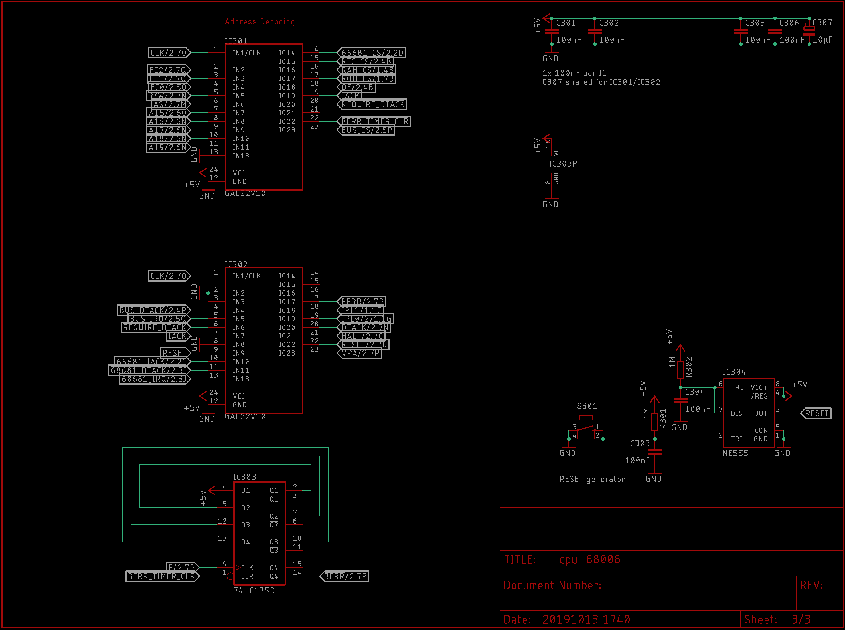Schematic page 3: Glue logic, address decoding