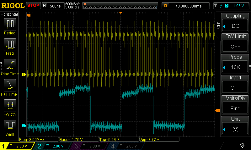 8MHz clock and A1 line on scope