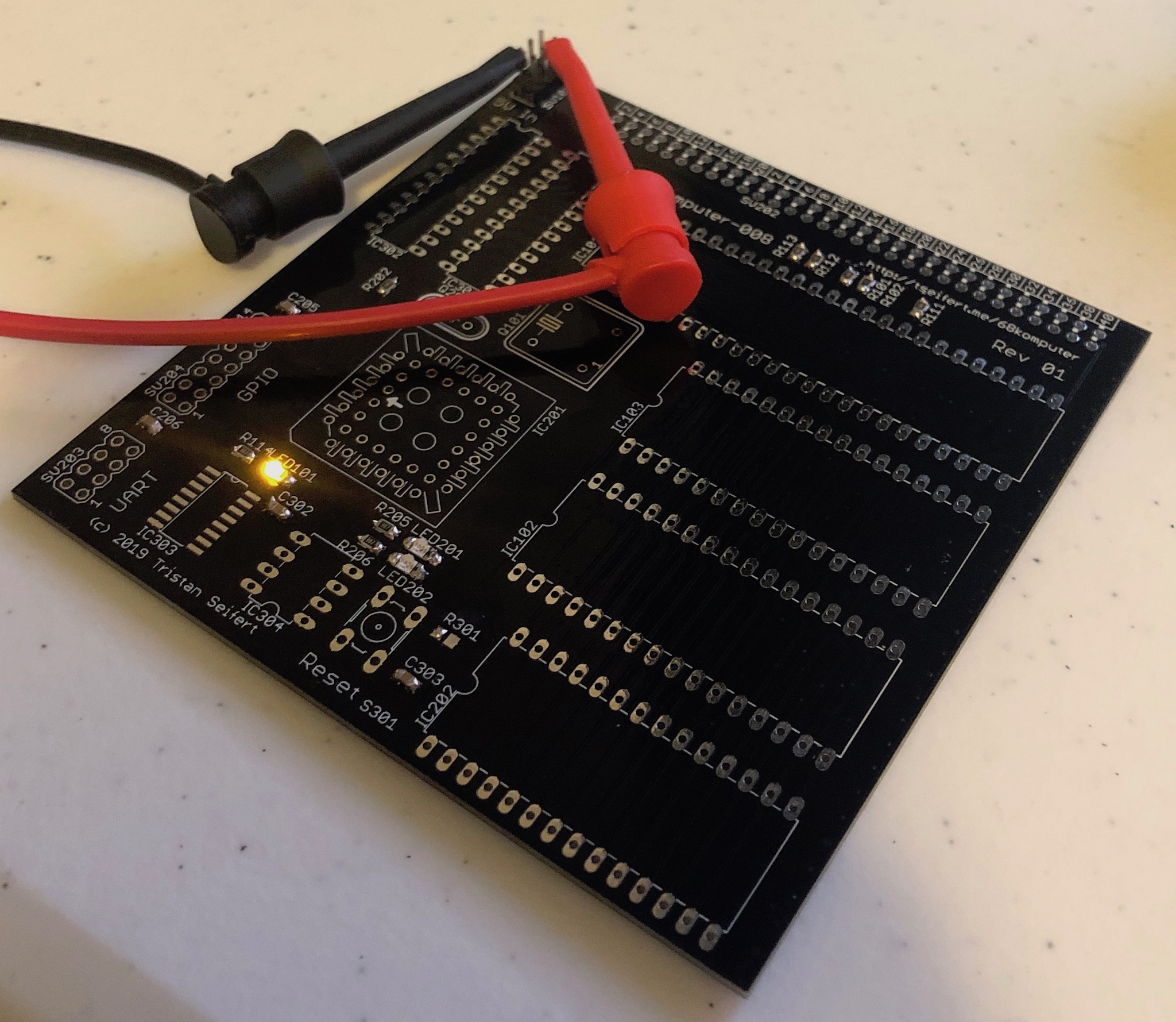 All surface mount components mounted on board; power LED illuminated