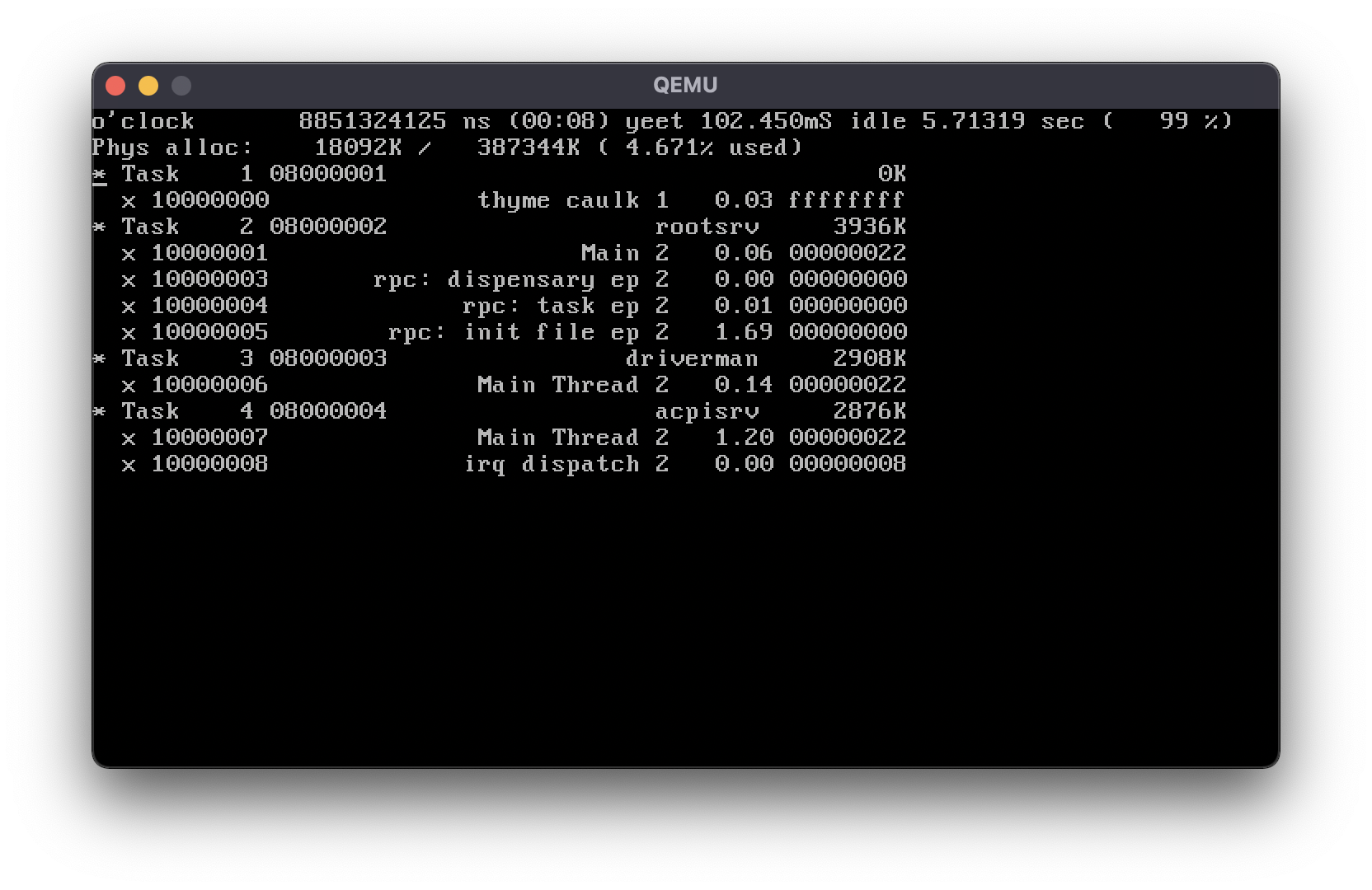 qemu screenshot